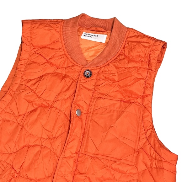 Universal Works Carlton Quilted Padded Orange Zip Gilet Vest Jacket Mens Medium - Picture 2 of 9